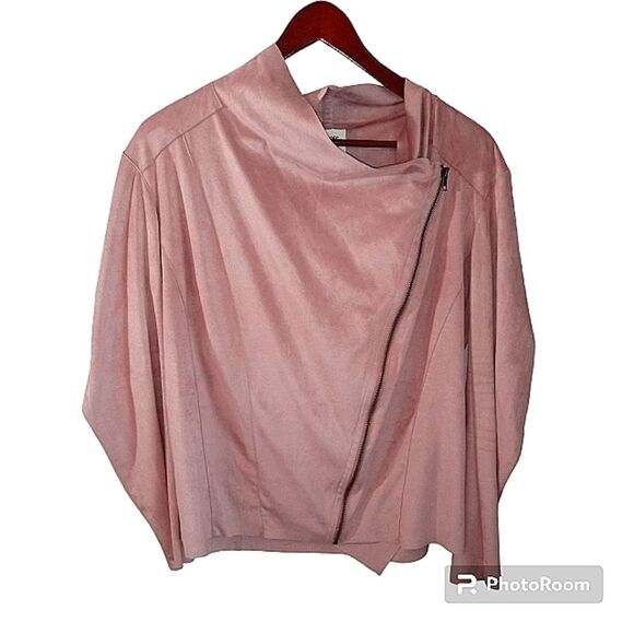 ANTHROPLOGIE Mote Faux Suede, Dusty Rose Drape Shirt Jacket Size XXL - Picture 3 of 6